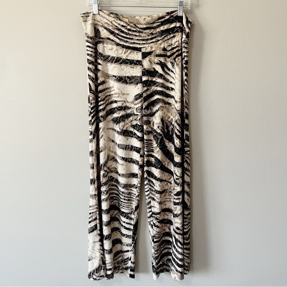 Clara Sunwoo Wide-Leg Palazzo Pants Zebra Animal Print Plus Size 1X Highrise
